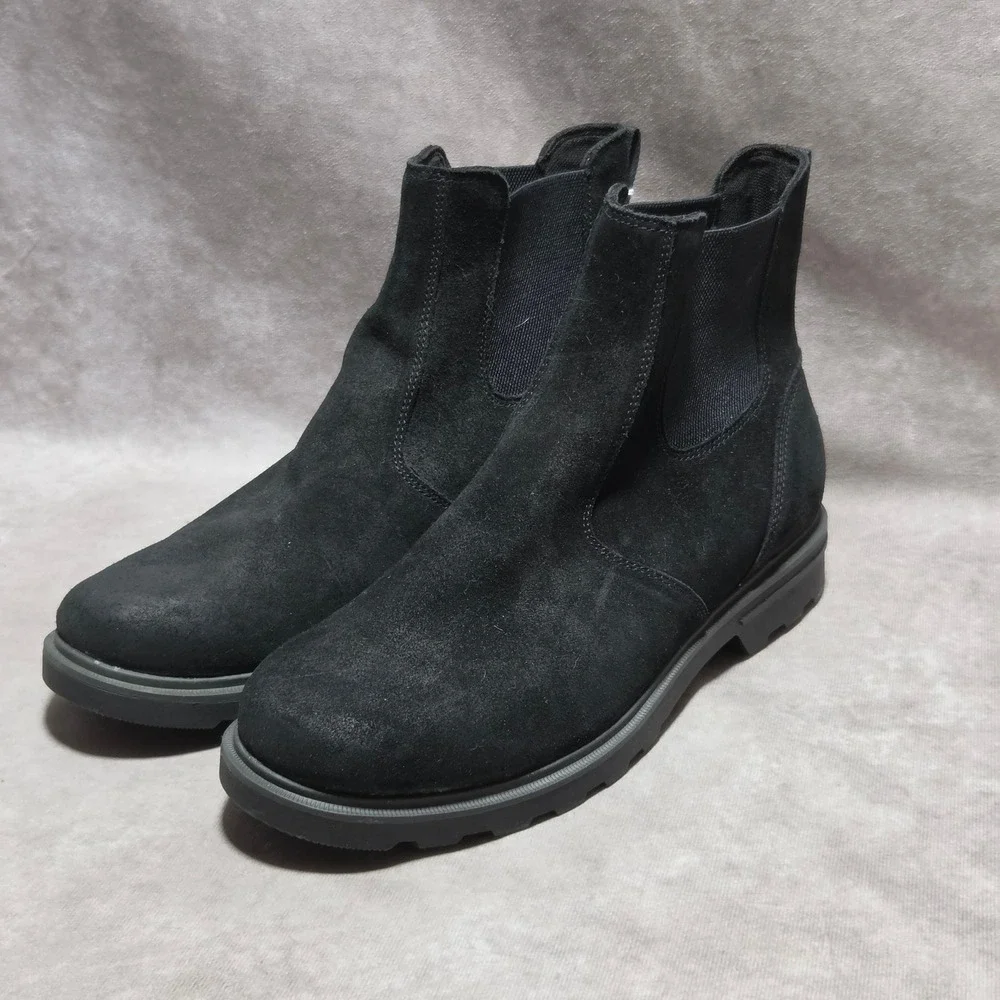 Sorel Mens Caribou Chelsea Boots Black Suede Waterproof NM4900-010 Size 12